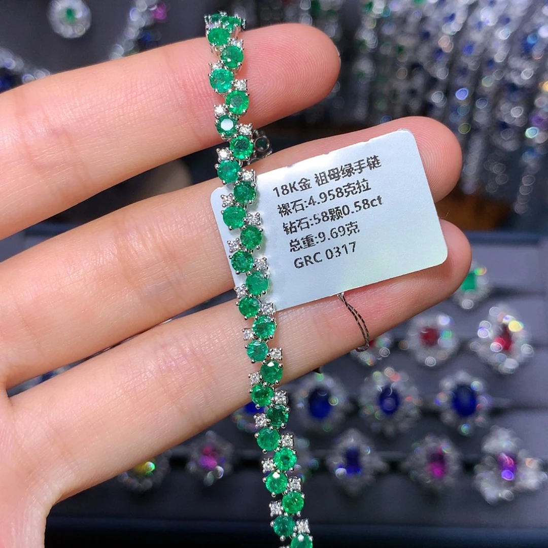 【闪购商品】手链18K金镶嵌祖母绿