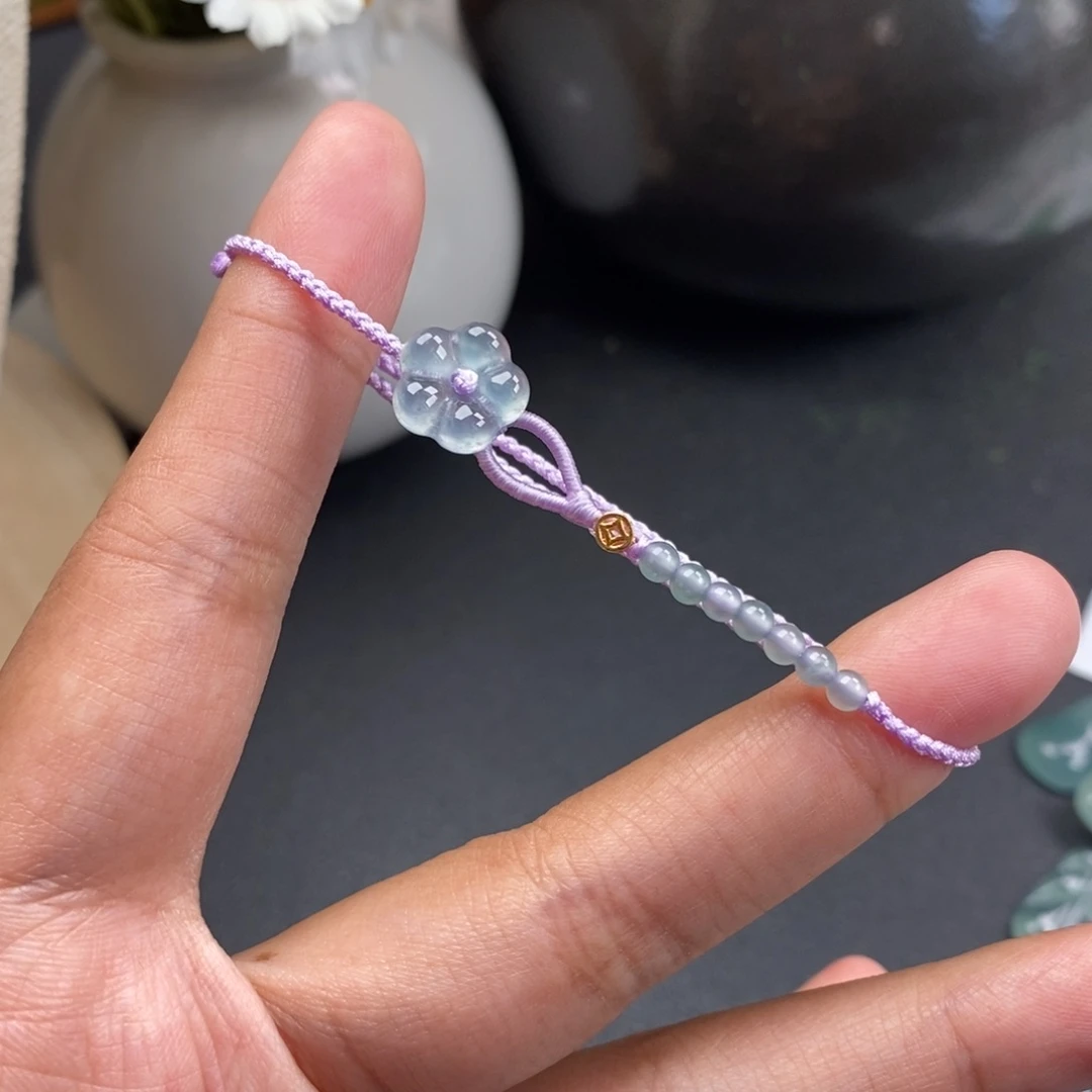翡翠散珠花花手绳