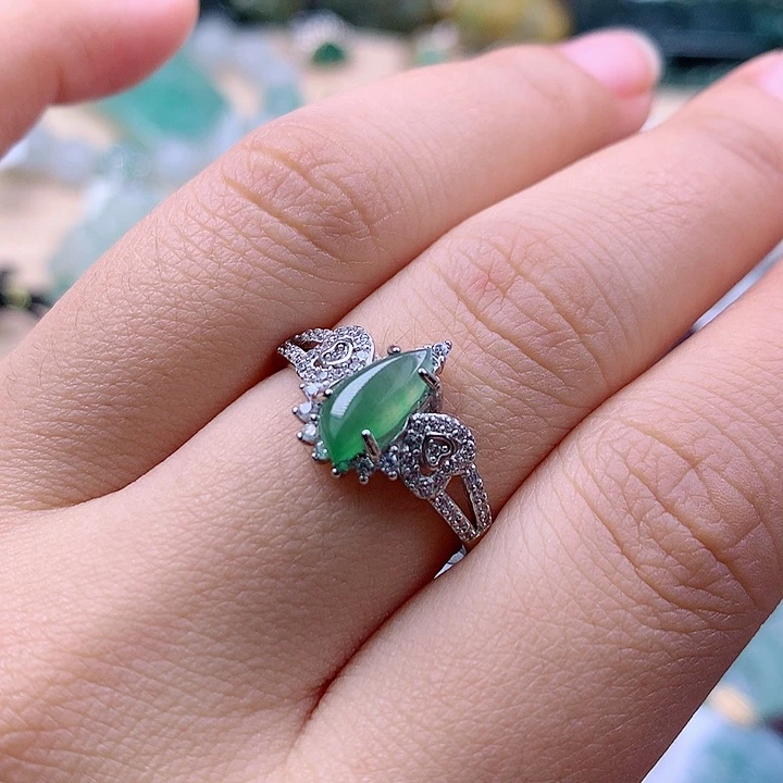 【闪购商品】翡翠戒指银S925镶嵌翡翠戒指