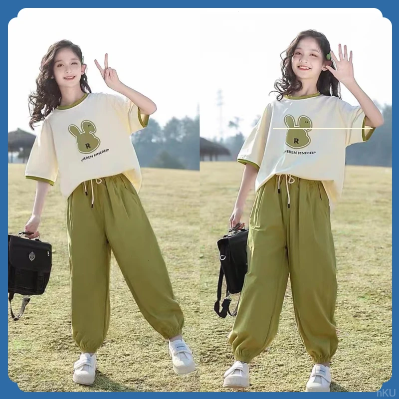 女童夏装6-12岁套装薄款新款洋气儿童夏季短袖两件套运动夏款