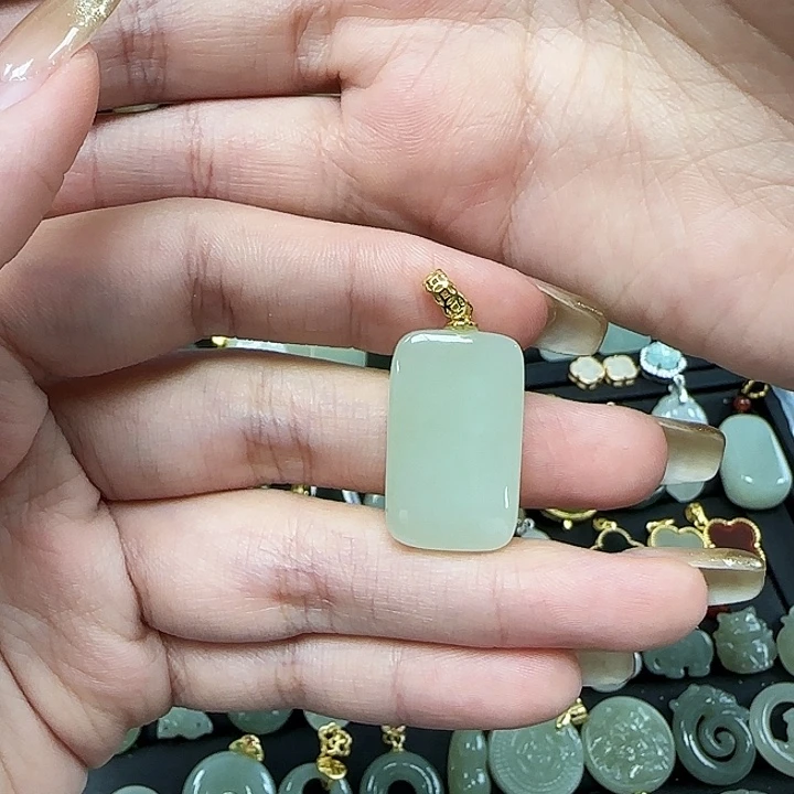 和田玉颈饰银S925镶嵌