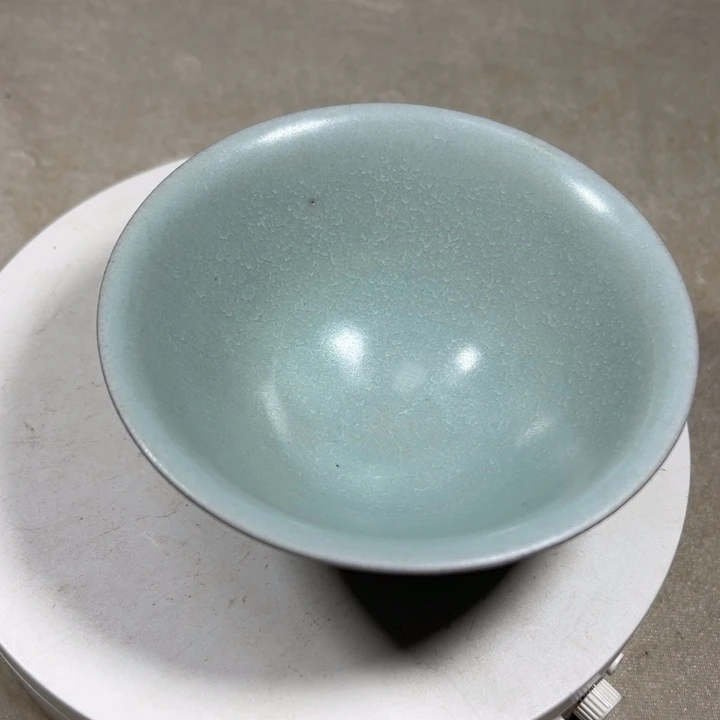 摆件陶开**刻汝窑斗笠盏纯手工制作
