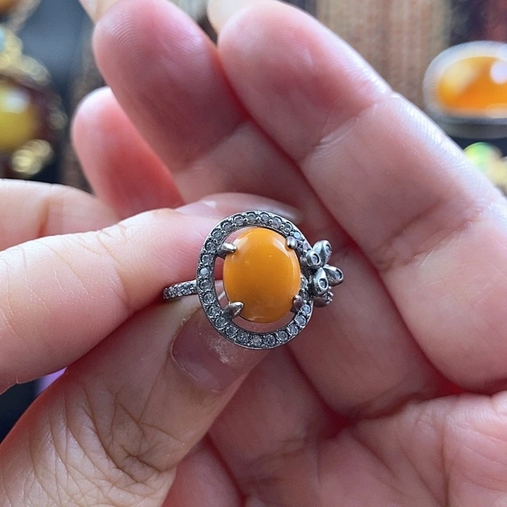 琥珀未镶嵌戒指戒指