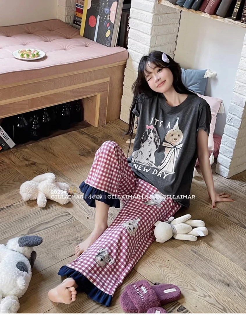 可爱卡通甜美短袖三件套家居服套装