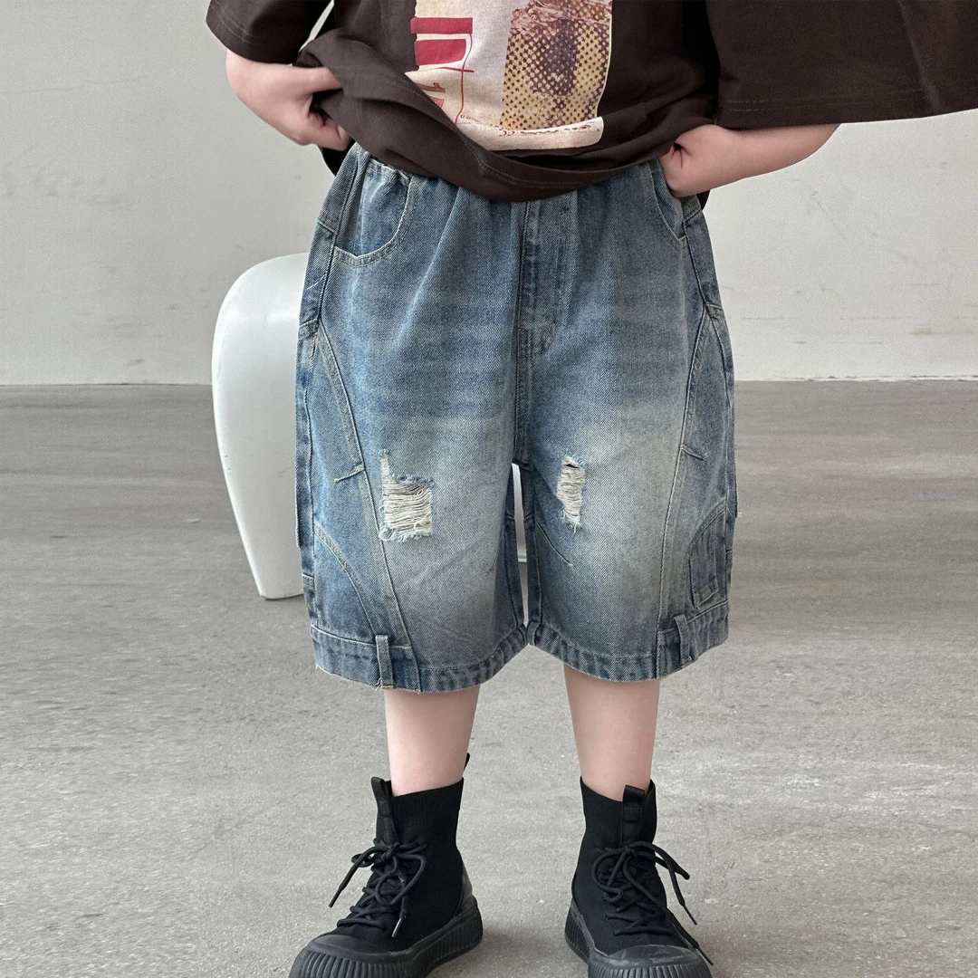 HY2595夏季牛仔裤2025夏新款五分裤男孩潮中裤百搭童装洋气裤子