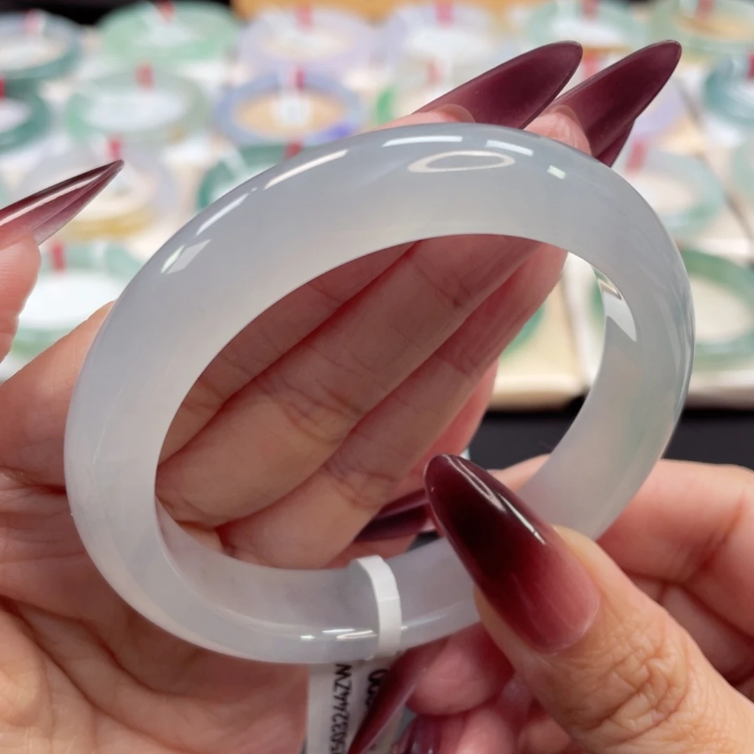 未镶嵌手镯翡翠48号58种老冰胶果冻白飘小兰花