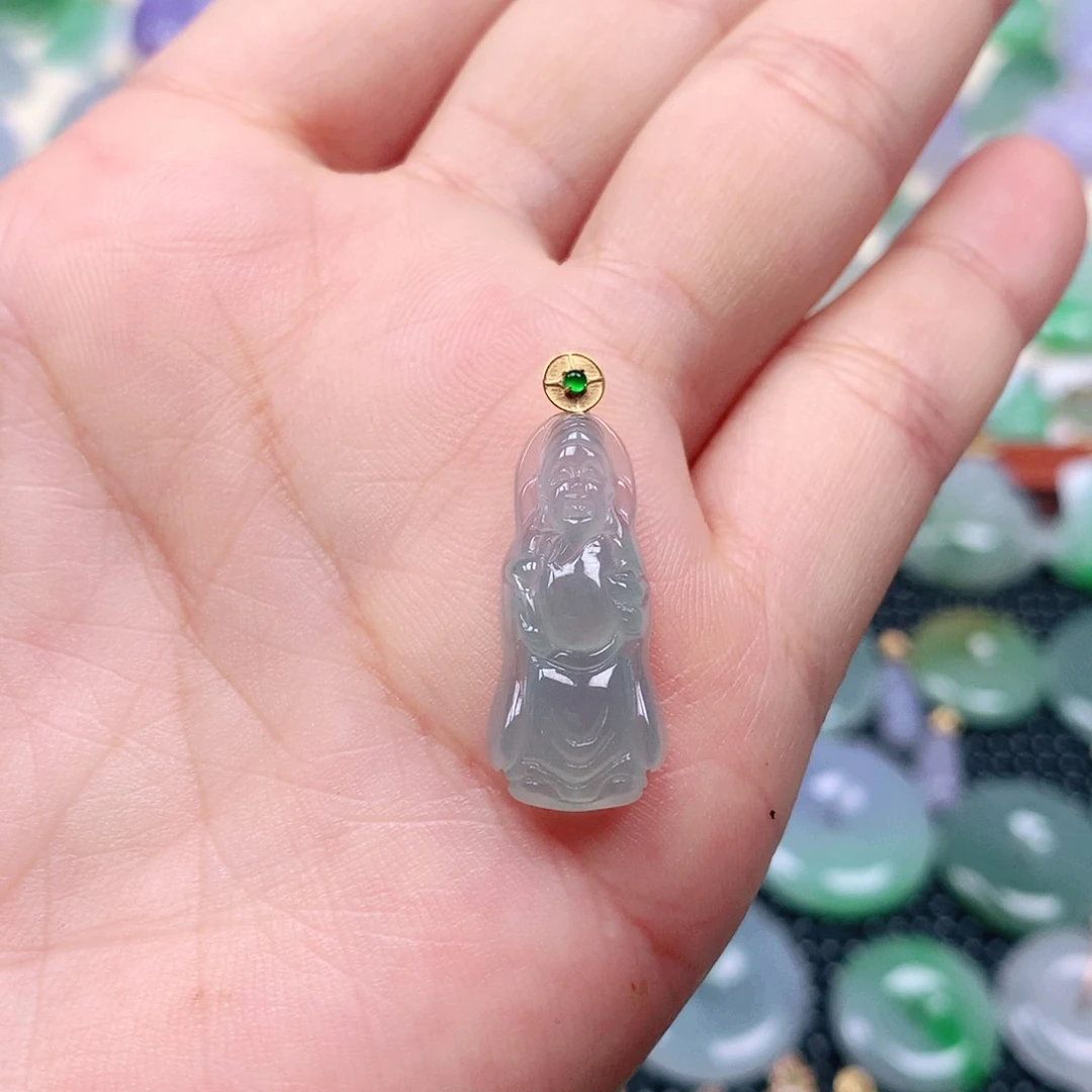 翡翠18K金镶嵌吊坠(不含链)