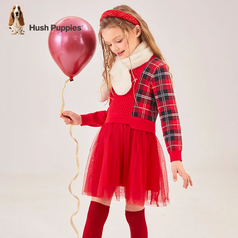 暇步士童装秋新款公主裙长线衣长袖裙