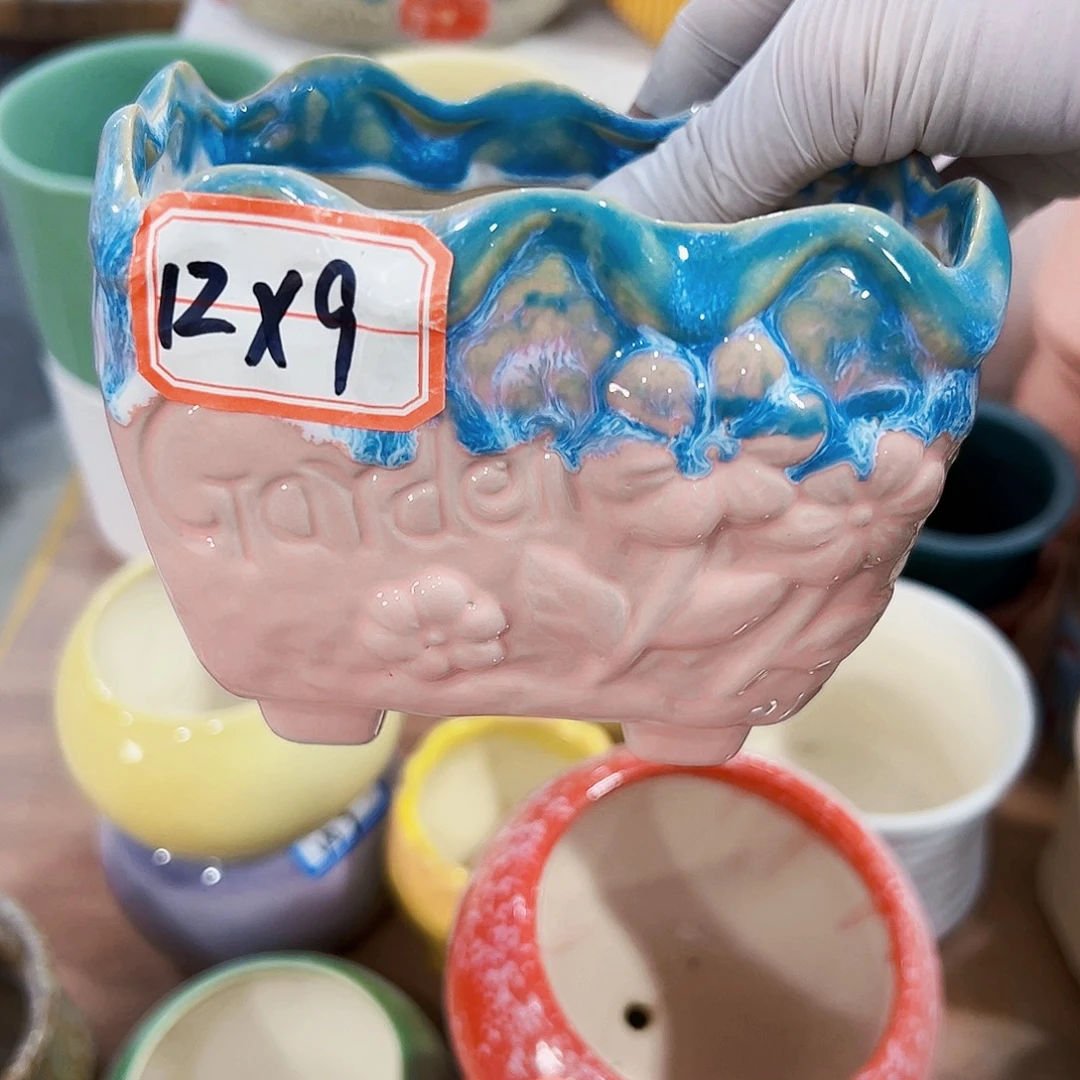 有孔，外贸尾单陶瓷花盆凑单10米包邮