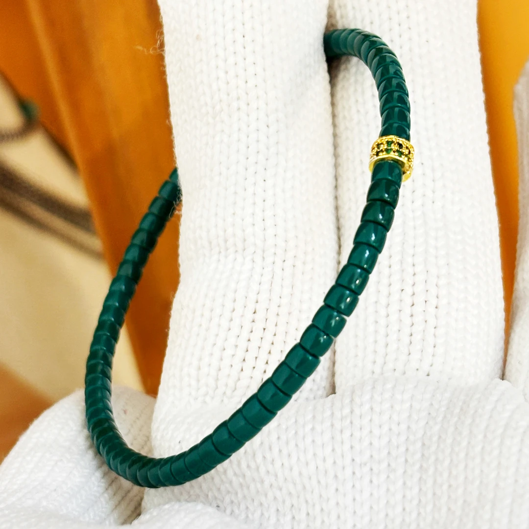 【叁生石】极某限弧米珠手串单圈3.5mm油绿文玩配饰