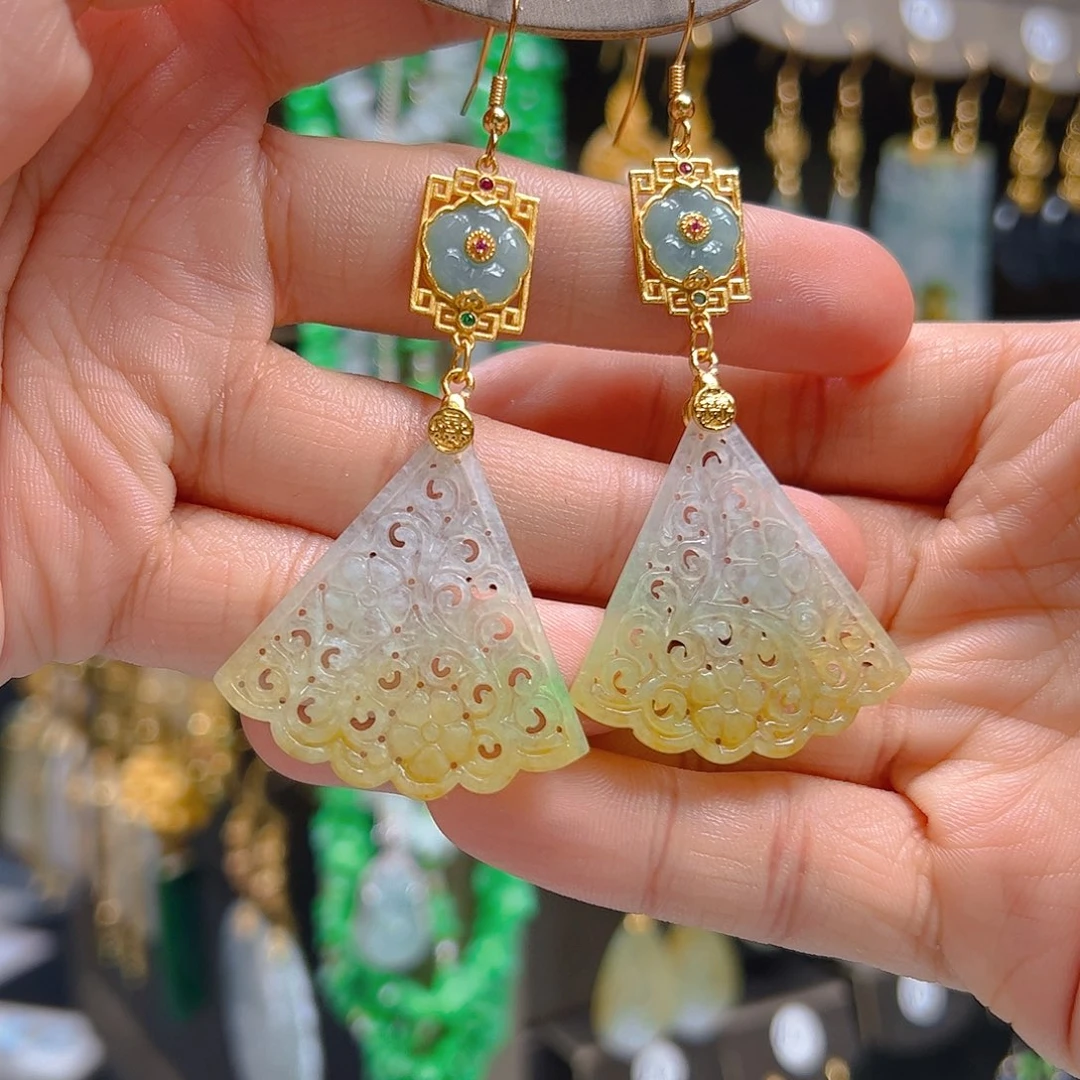 银S925镶嵌翡翠耳饰翡翠