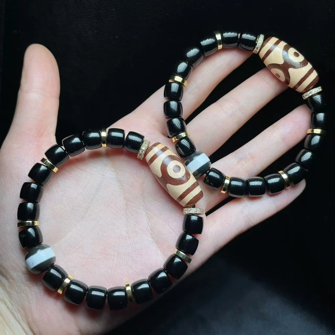 【曹美丽精选】H93329-玛瑙单圈手串（三眼）-多样性发一件-13mm*28mm