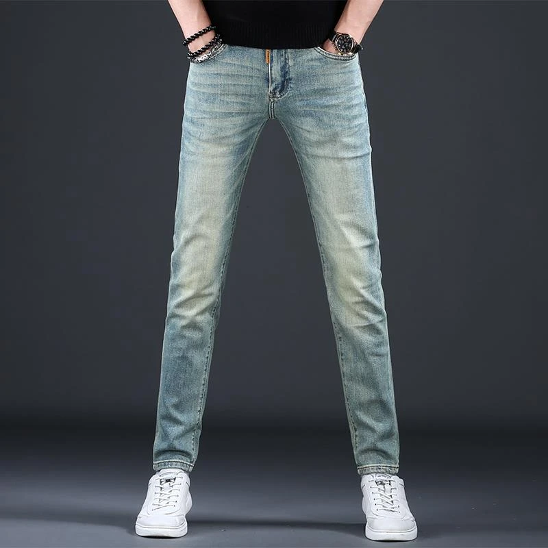 高端韩版潮流2025秋季修身小脚牛仔裤新款男士百搭弹力休闲裤子男
