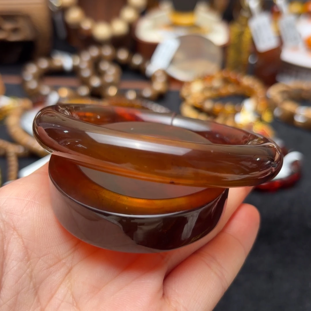 琥珀未镶嵌珠宝奇石56圈口红蜜