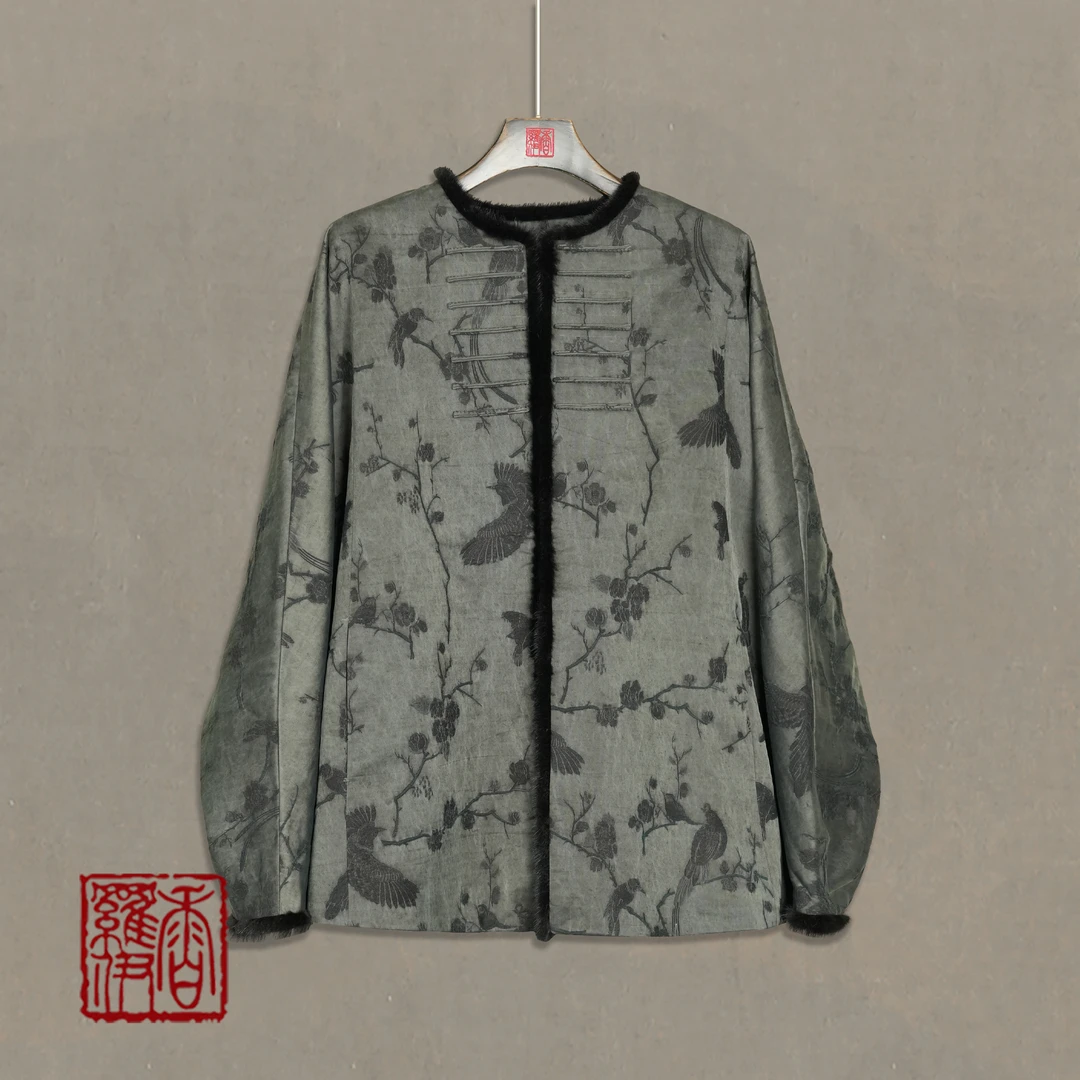 香罗伊【雀登枝】传统复古中式提花上衣