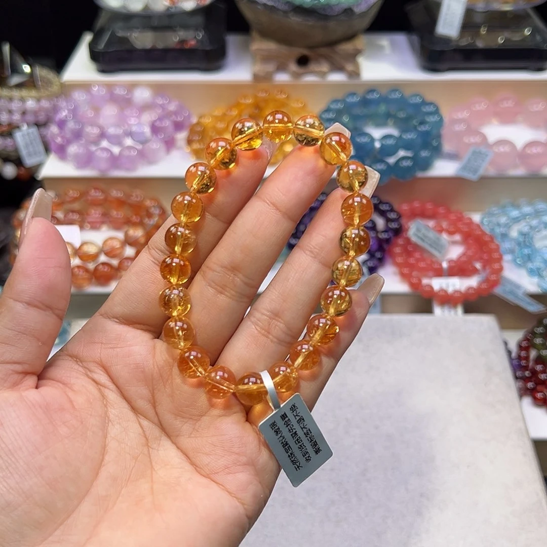 水晶手串未镶嵌?天花板金红暴力黄阿赛9m m