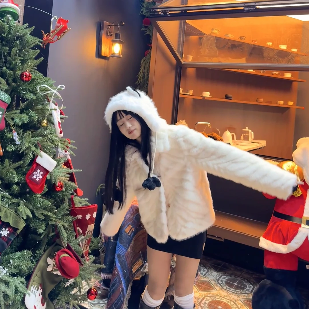 【mw1751】高级感皮毛一体环保金叶水貂女新款翻领毛茸外套短款