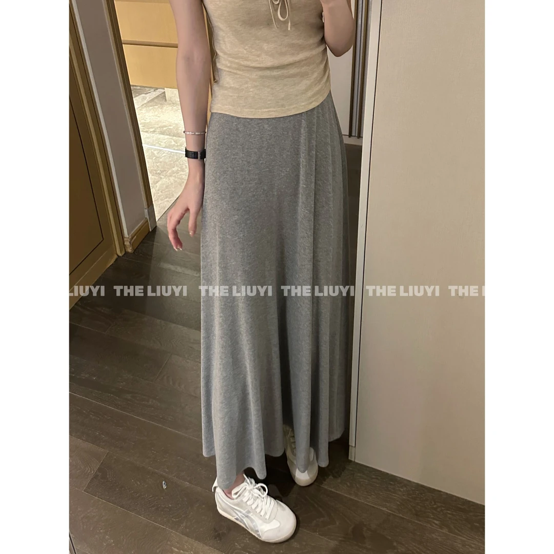 【LIUYI】舒服裙~夏季高腰显瘦A字垂感长款半身裙56147