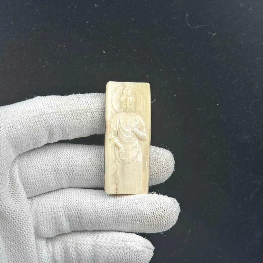 E5127天然猛犸雕刻牌21*50mm一物一图 支持鉴定 假一