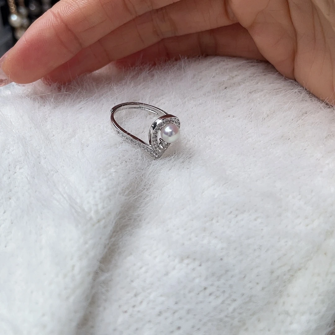 戒指淡水珍珠银S925镶嵌