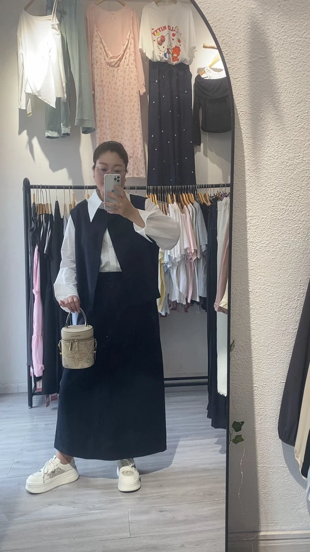 休闲学院风辣妹马甲衬衫套装早初秋新款
