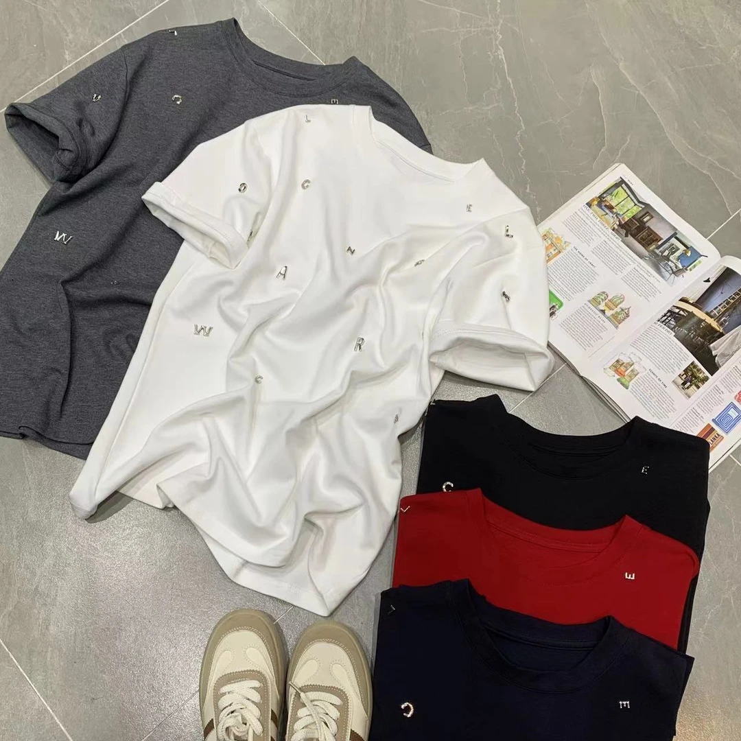 Manmi 设计款字母钉珠短袖T恤 88988（C3）