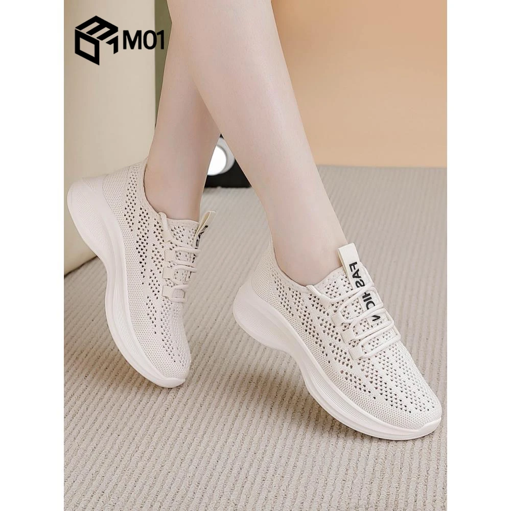 M01网鞋女一脚蹬单网运动鞋2025夏季透气镂空女鞋懒人健身跑步鞋