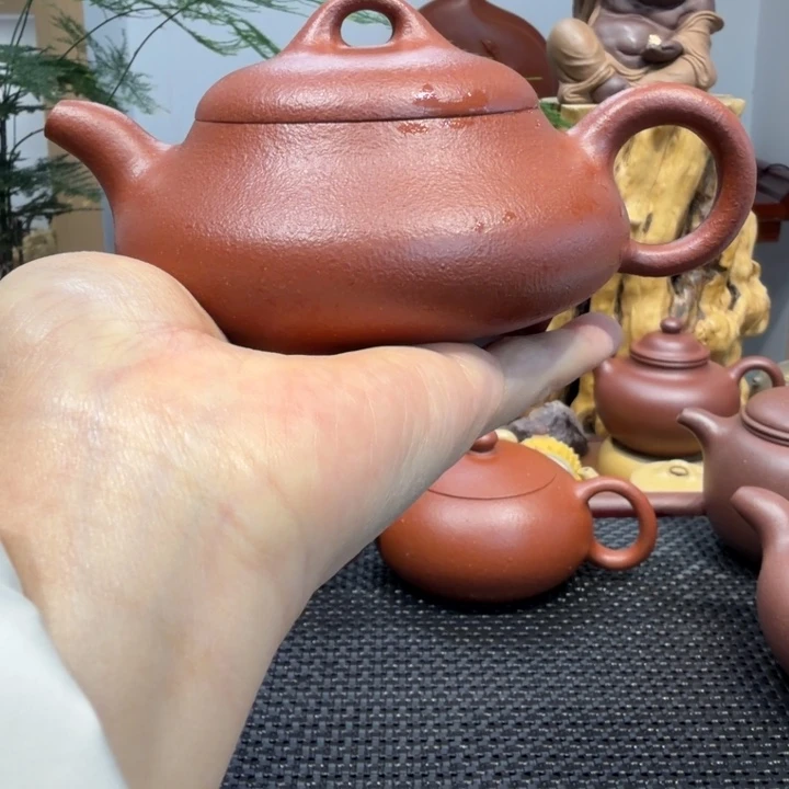 茶壶紫砂纯红降坡矮石瓢200cc