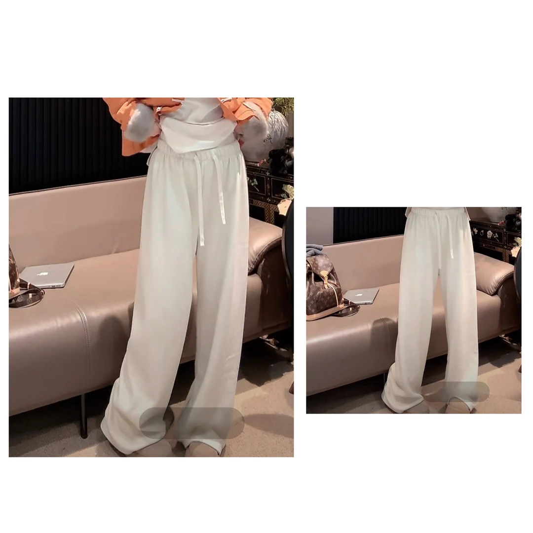 《加绒加厚》垂感宽松纯色设计款时尚洋气百搭休闲裤