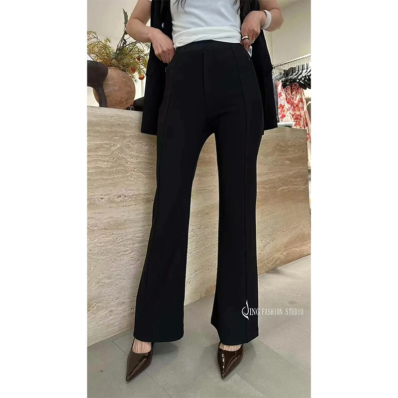 JING2025春季新款58002中高腰微喇叭西裤女装正装休闲裤显瘦长裤