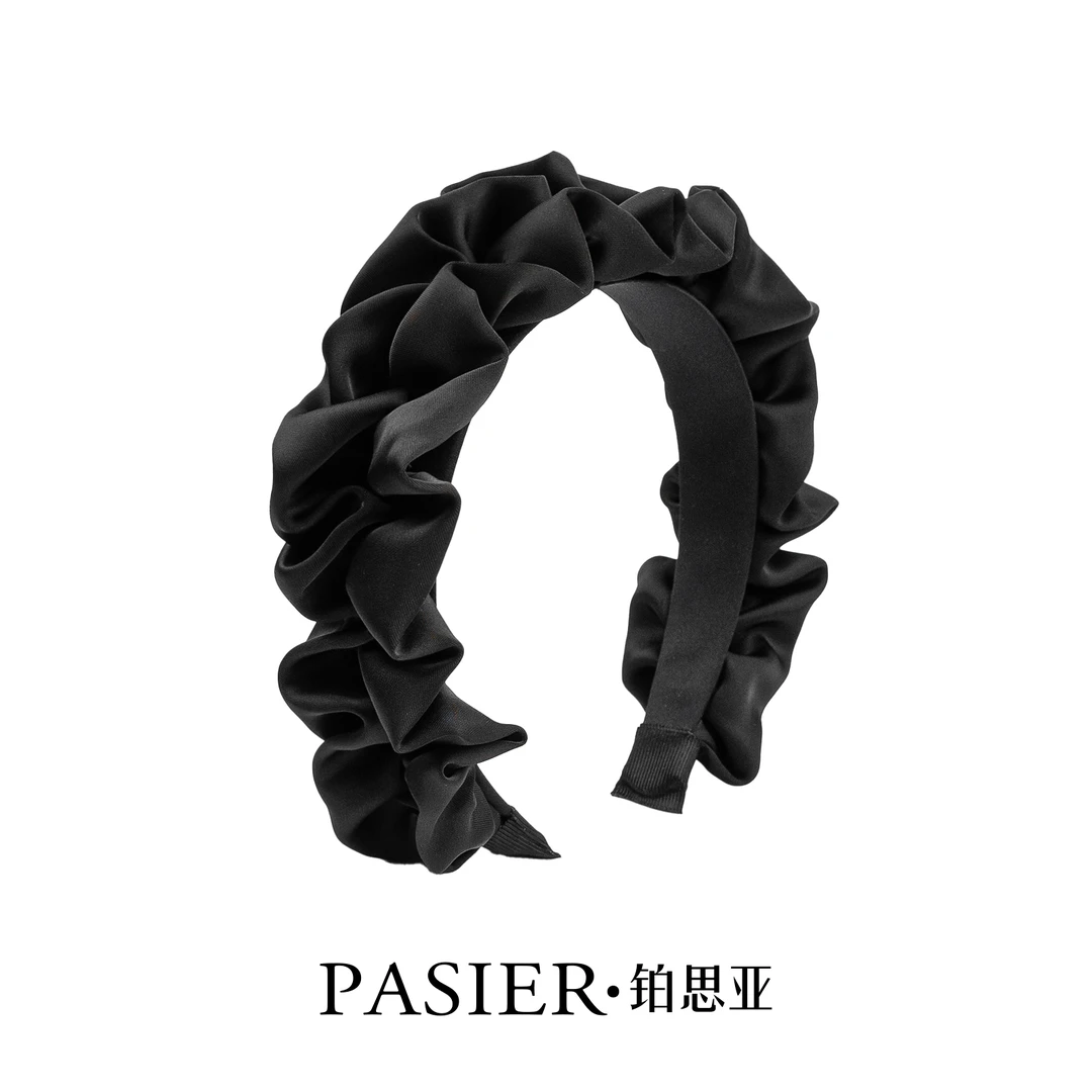 铂思亚路易轻奢洋气增高颅顶布艺褶皱宽边云朵泡泡发箍DR0047