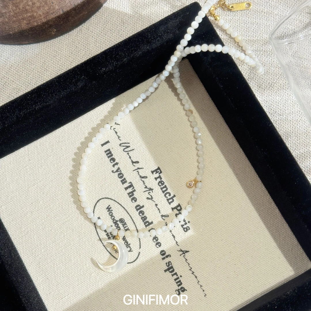 GINIFIMOR 铜仿珍珠项链 GINIFIMOR项链 a518 月亮白珠珠项链气质