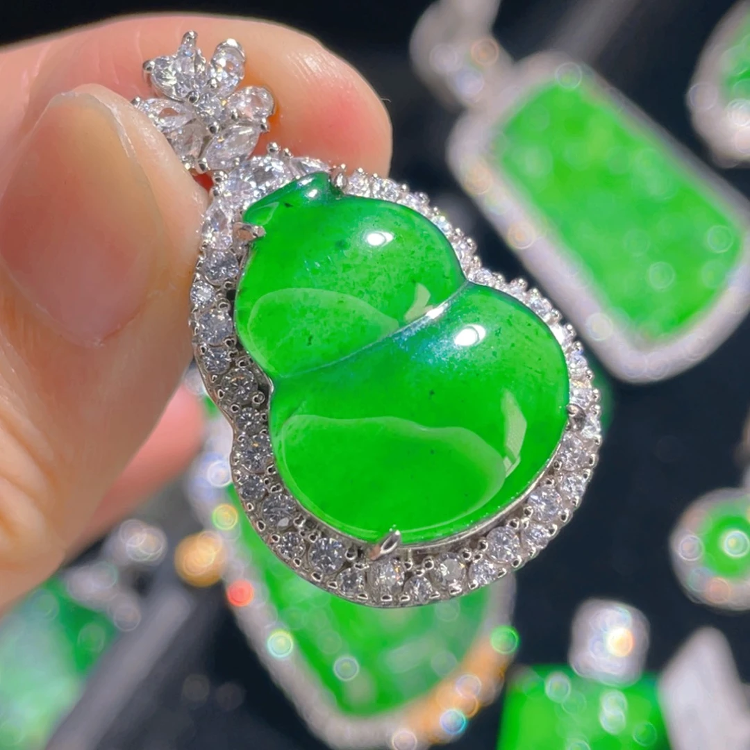 翡翠吊坠(不含链)银S925镶嵌