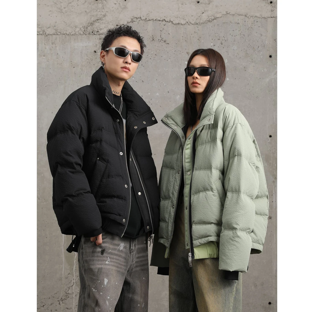 冬季90白鸭绒肌理感拼接立领加厚羽绒服JCYR33