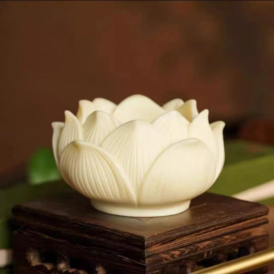 【现货】象牙果莲花底座香插G1919
