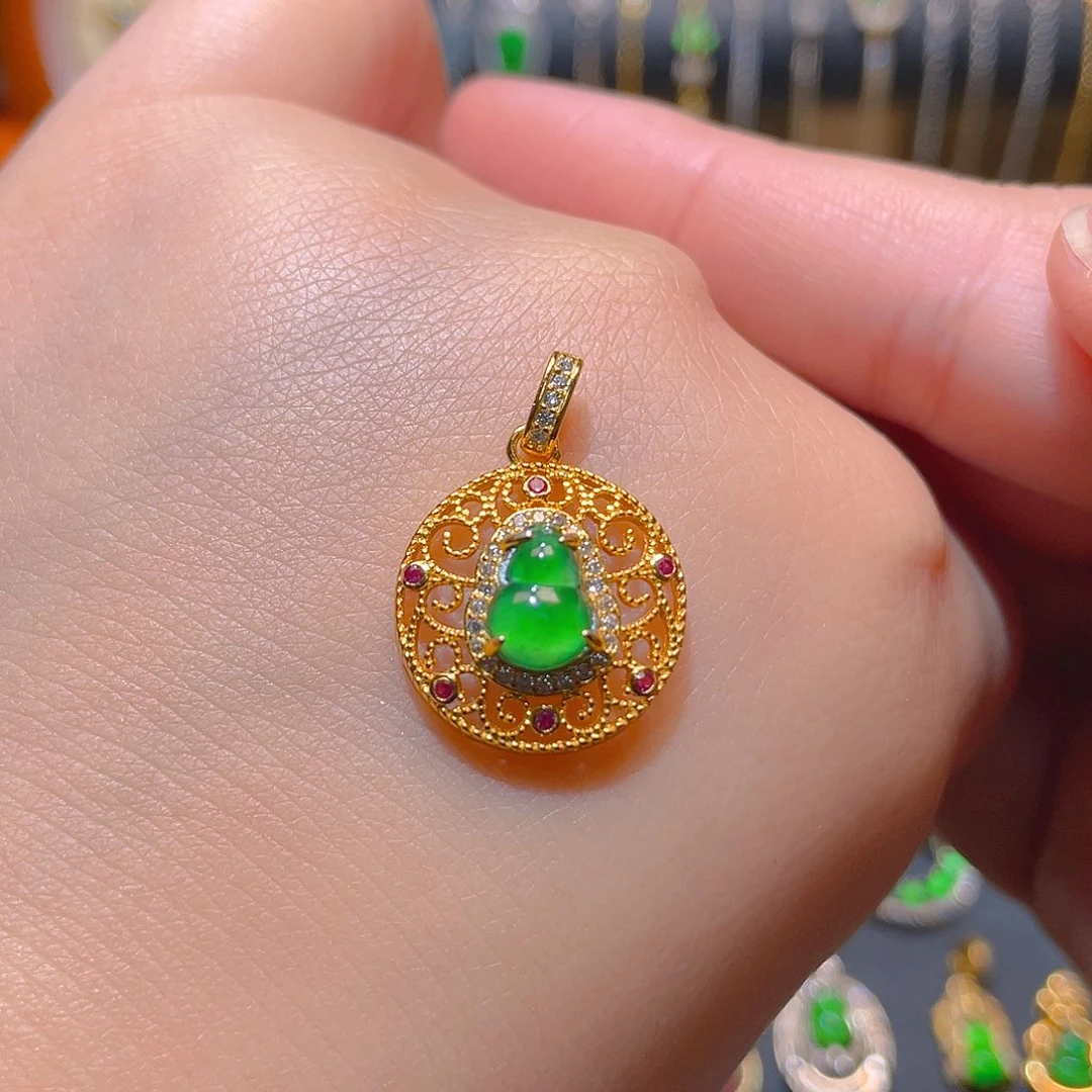 翡翠银S925镶嵌吊坠(不含链)