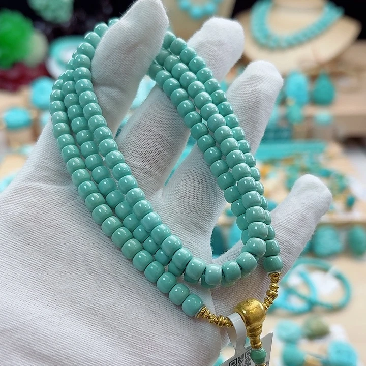 绿松石18K金镶嵌珠宝奇石