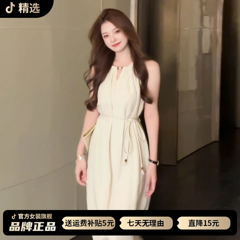 法式温柔风无袖连衣裙子女夏季高级感气质巨好看显瘦流行度假长裙