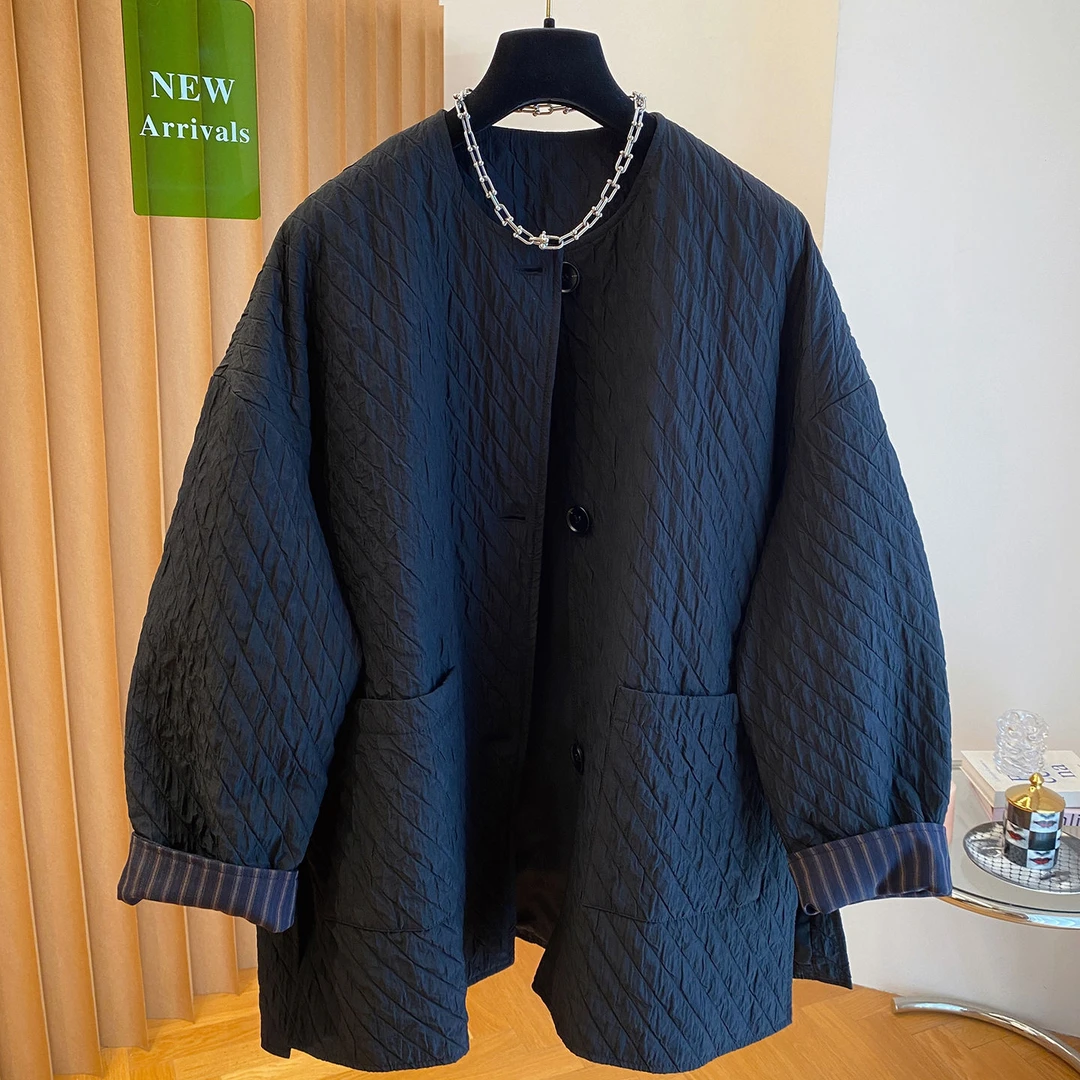 大码巨好看的黑色风衣2025新款今年流行爆款宽松中长款夹棉外套女