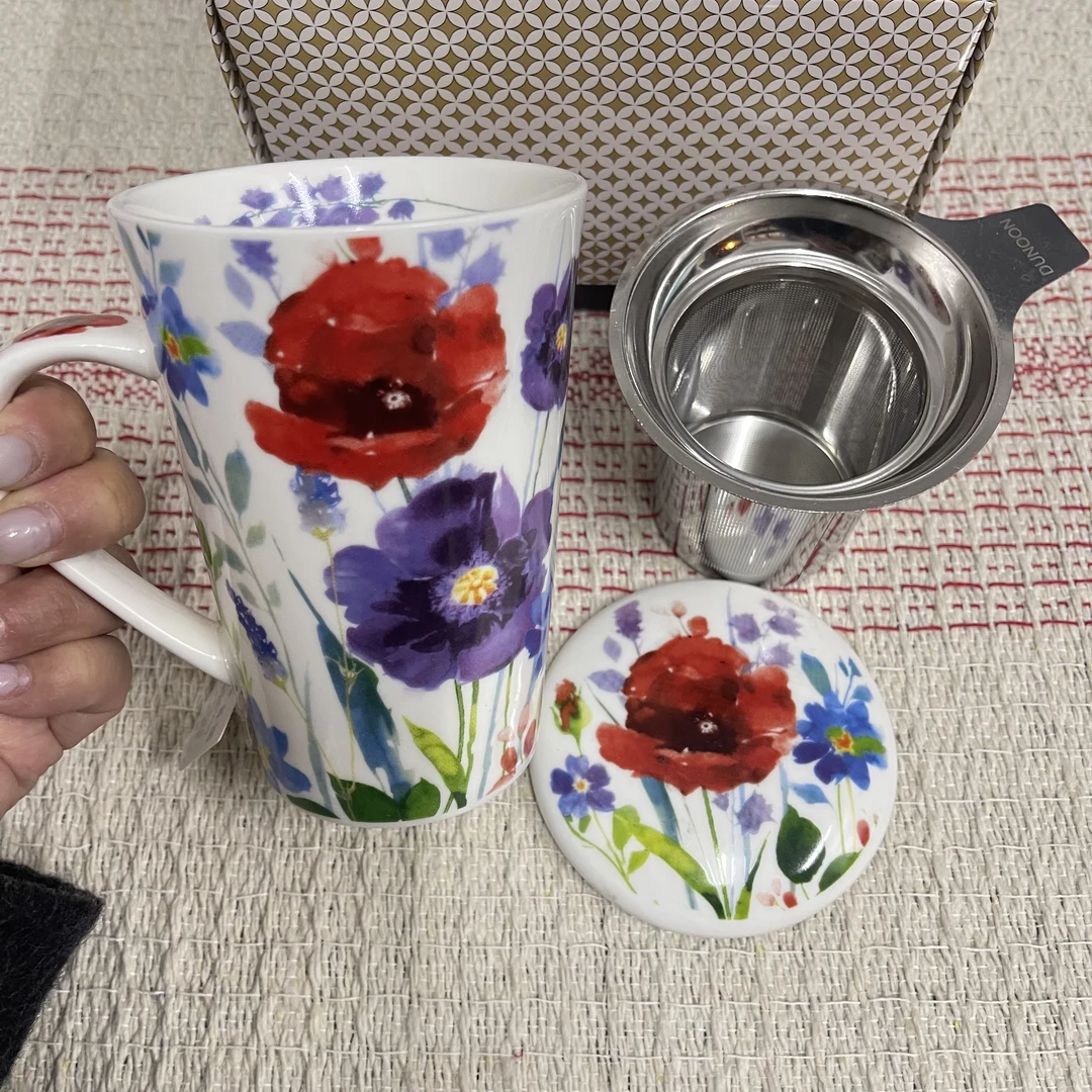 G家骨瓷杯子大容量水杯茶漏带盖马克杯陶瓷杯