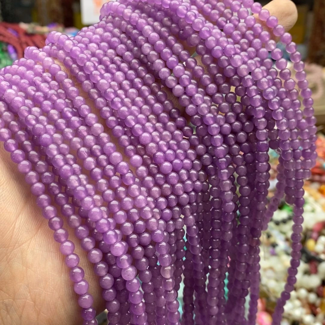 玛瑙/玉髓未镶嵌珠宝半成品一条4mm紫玉髓L131