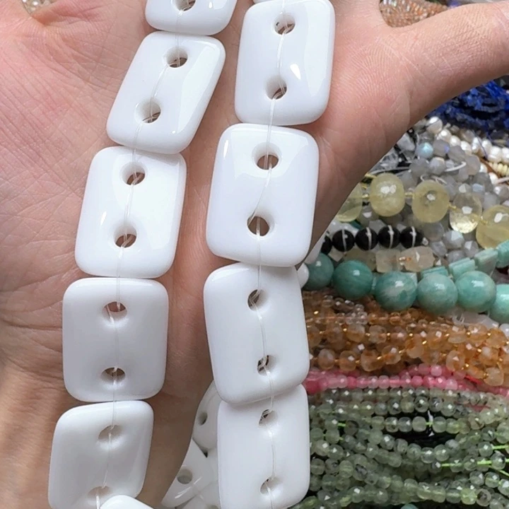 合金玛瑙/玉髓珠宝半成品一条22x30m白玛瑙