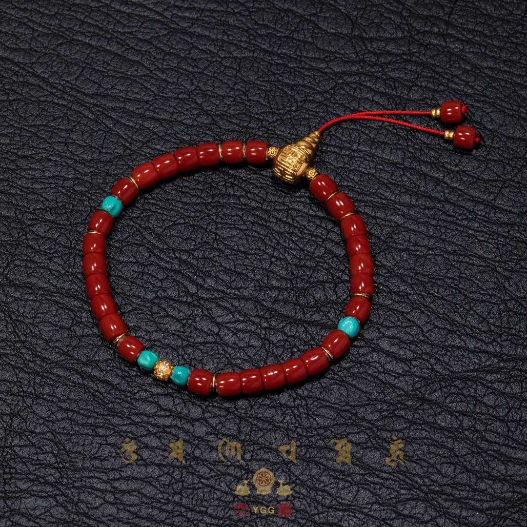 K科西卡红珊瑚直切珠重金手绳手串5MM+/FYZDW41（多样性发其一）