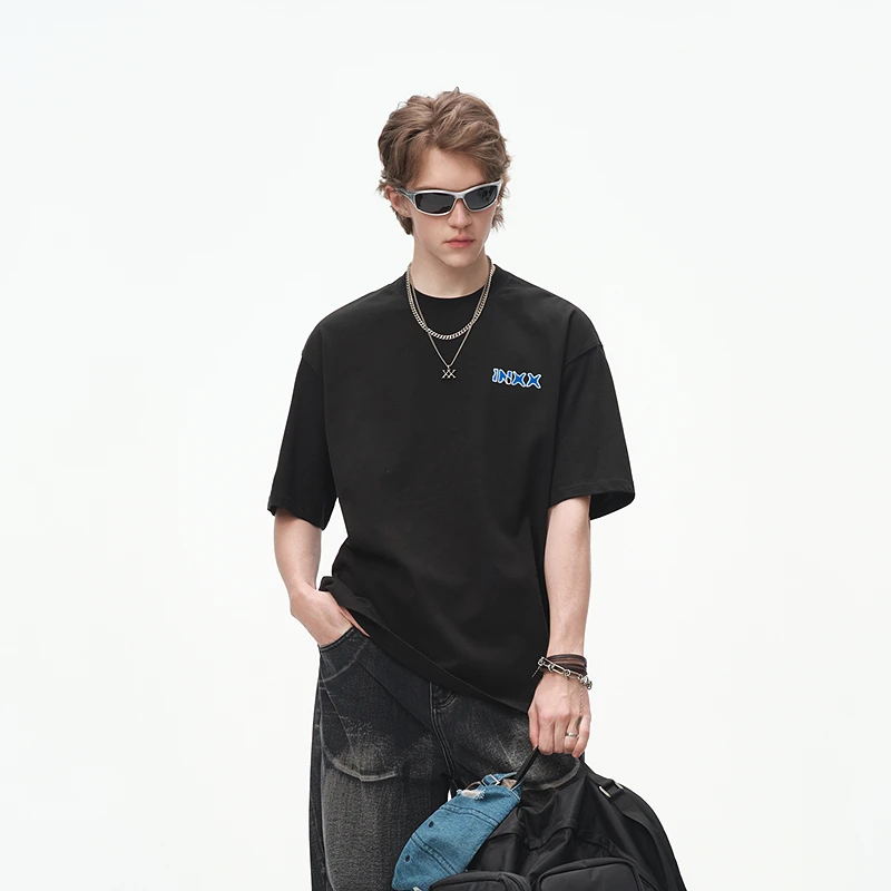 【INXX】撞色做破贴布绣短袖T恤休闲基础款上衣情侣XRF2010827