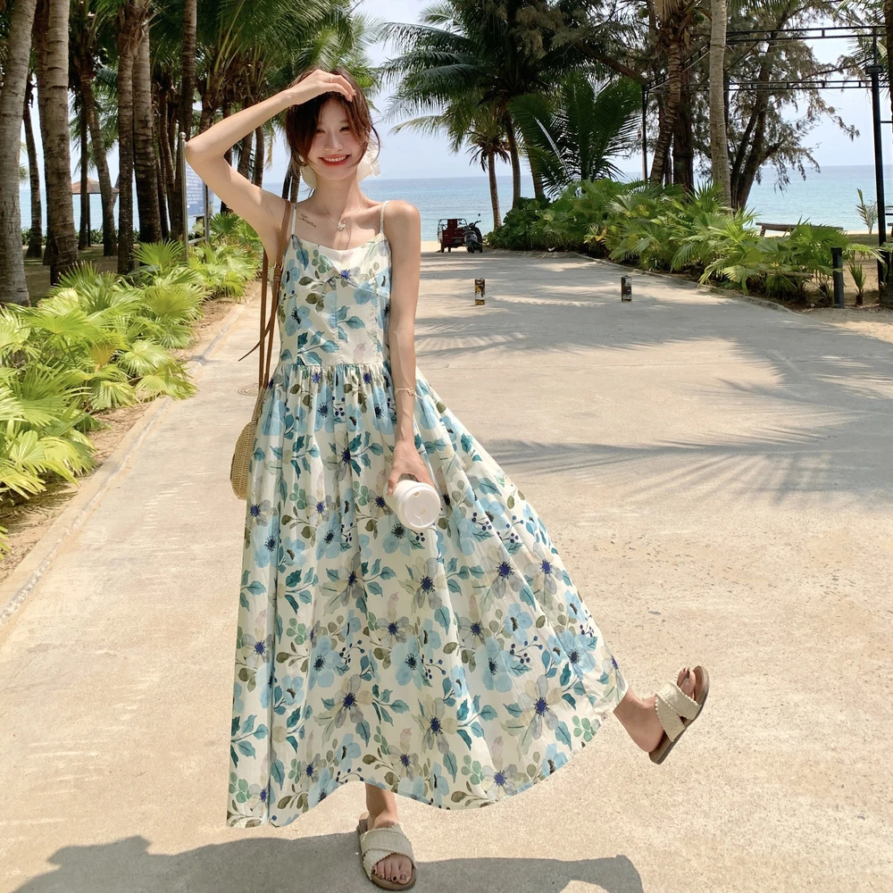 韩系度假风超好看碎花吊带裙女2025夏季新款氛围感气质显瘦长裙子