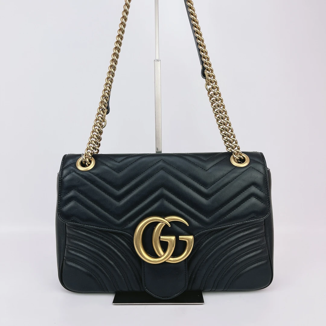 95新 GUCCI/古驰 古驰 黑色马蒙单肩包底长30 E124