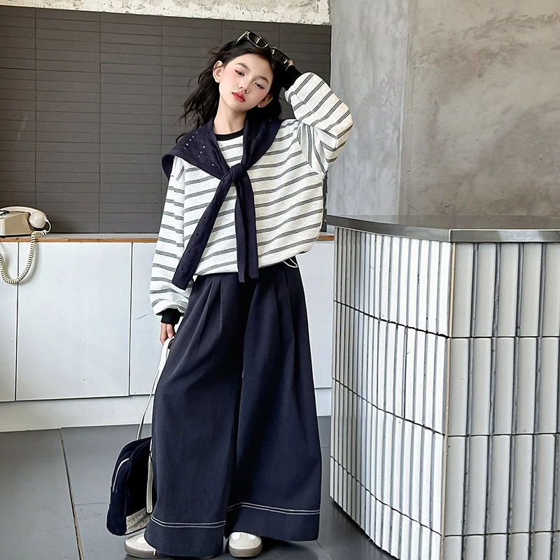 简约潮牌店铺儿童服装2025年新款衣服女童装秋装套装6-12岁高级感