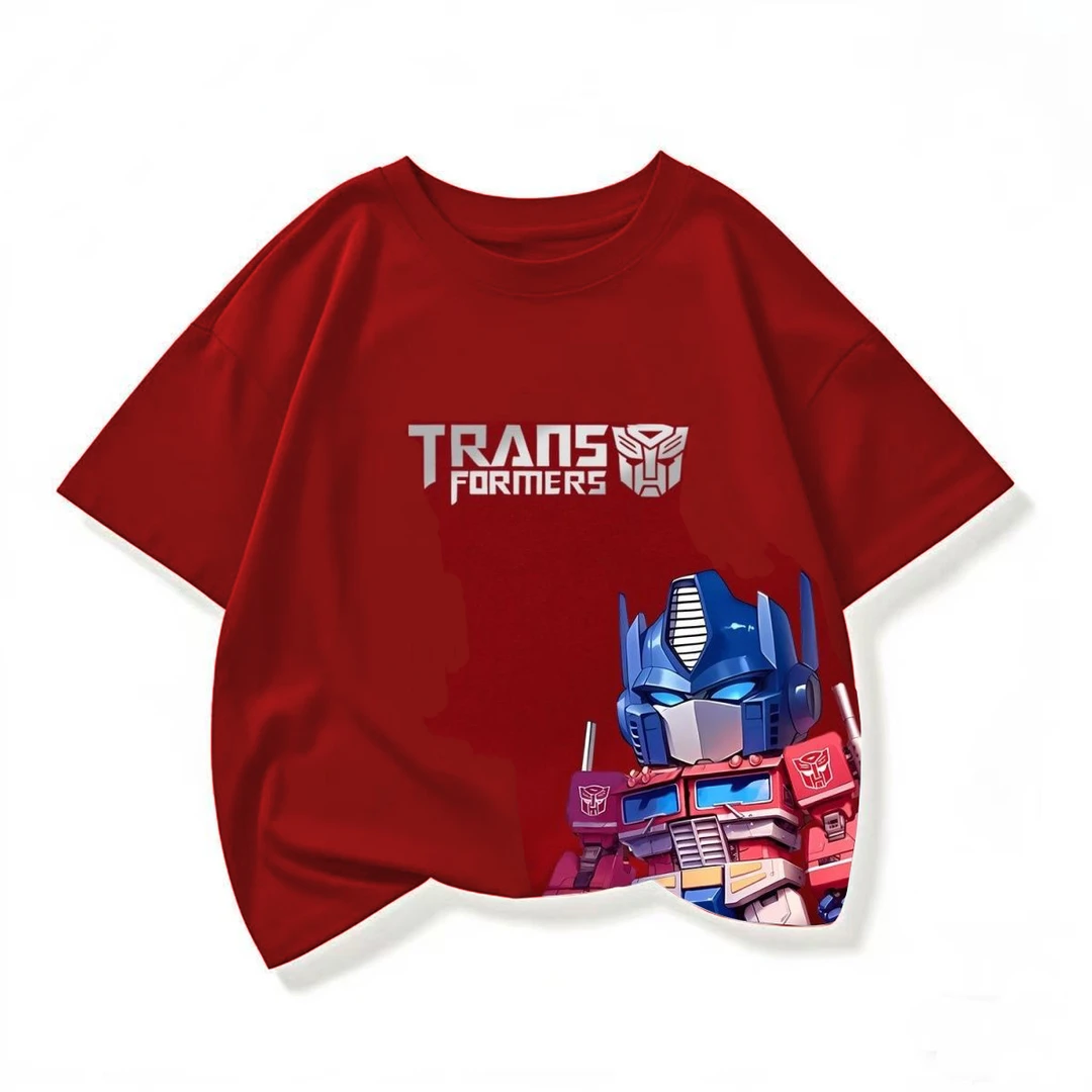 美式变形金刚童装短袖男女儿童夏季纯棉中大童卡通上衣服