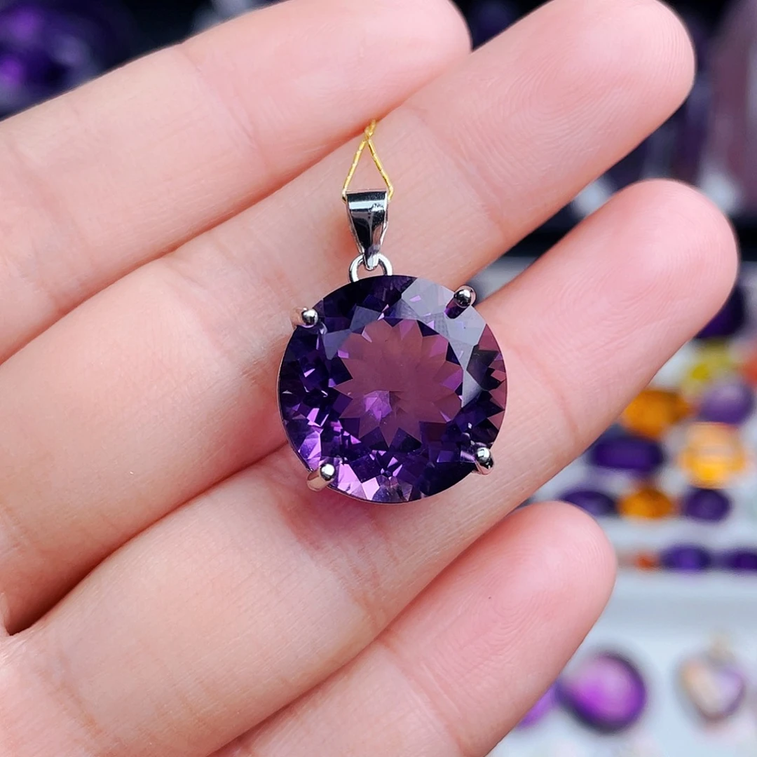 颈饰银S925镶嵌紫晶天然保真
