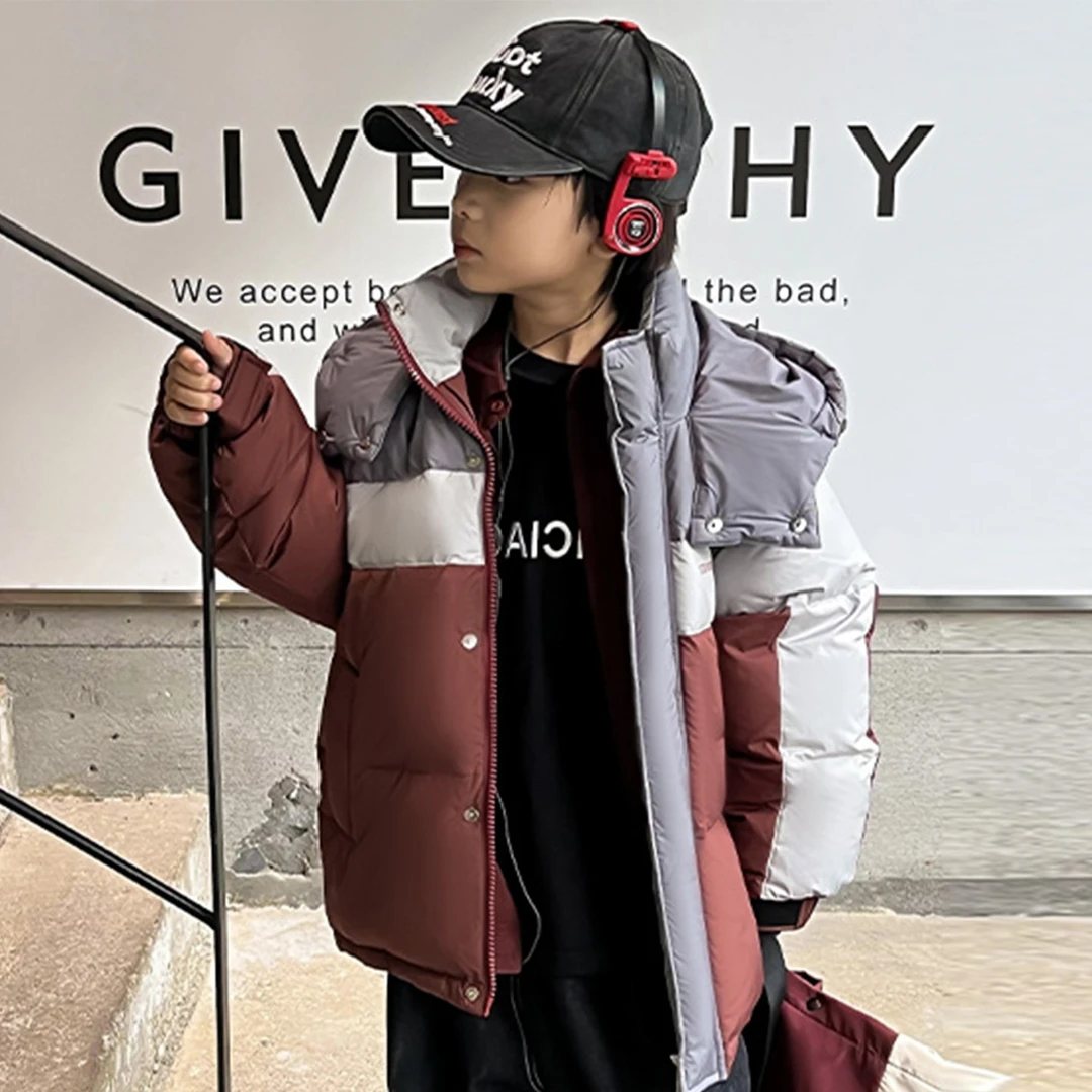 实体亏本2025男童儿童羽绒服中大童冬季加厚外套时尚休闲宽松连帽